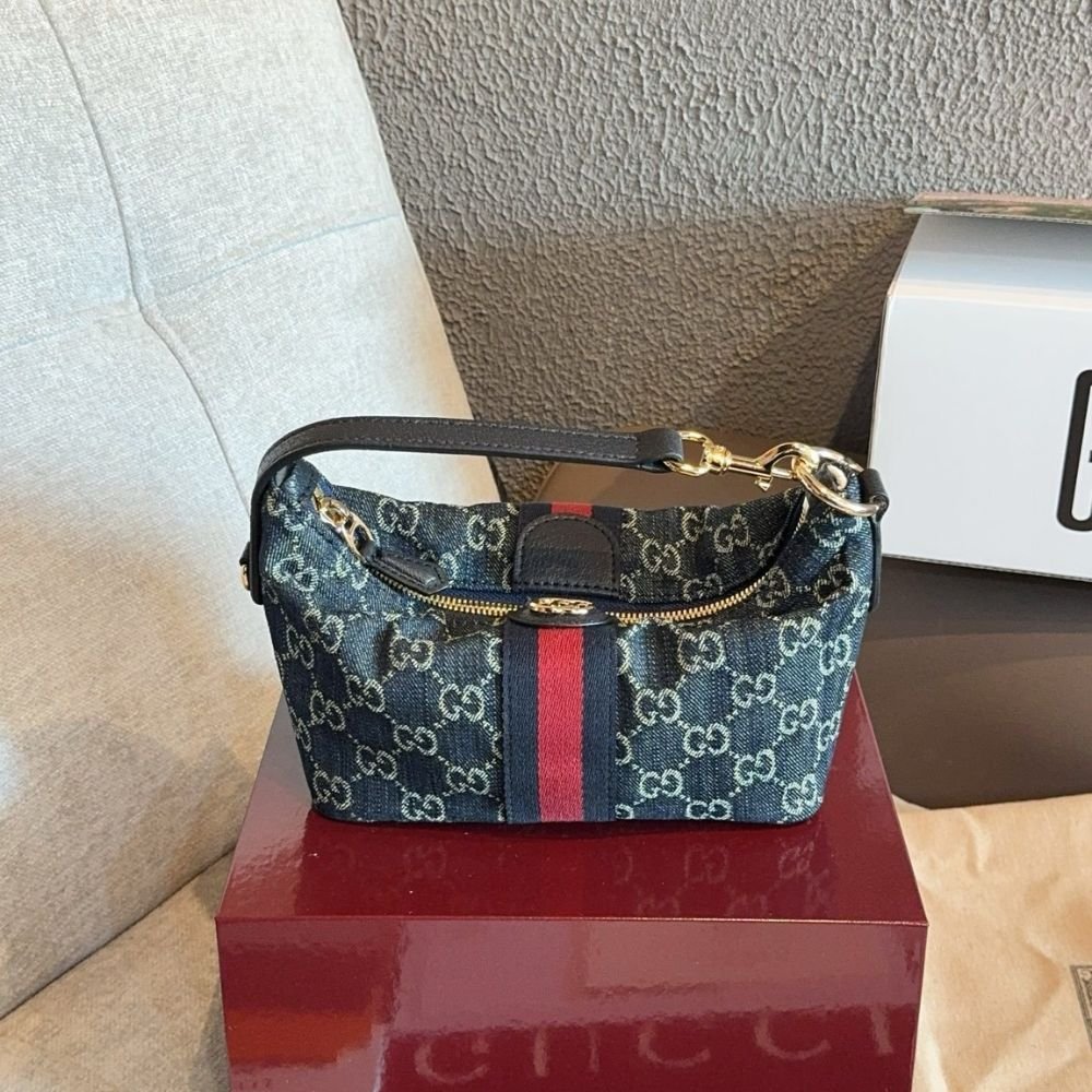 Gucci Vanity Medium Top Handle Bag Denim Blue 27Cm 857799 2ACFA 4444