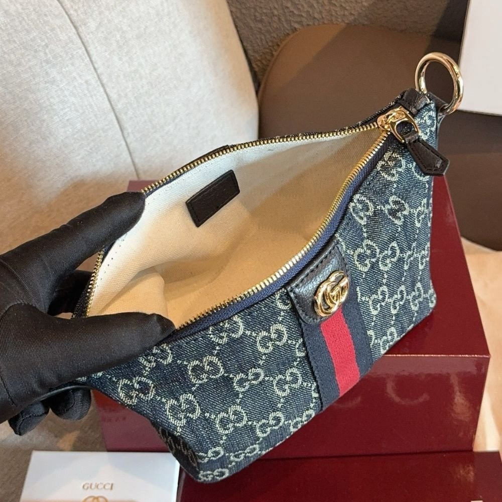 Gucci Vanity Medium Top Handle Bag Denim Blue 27Cm 857799 2ACFA 4444