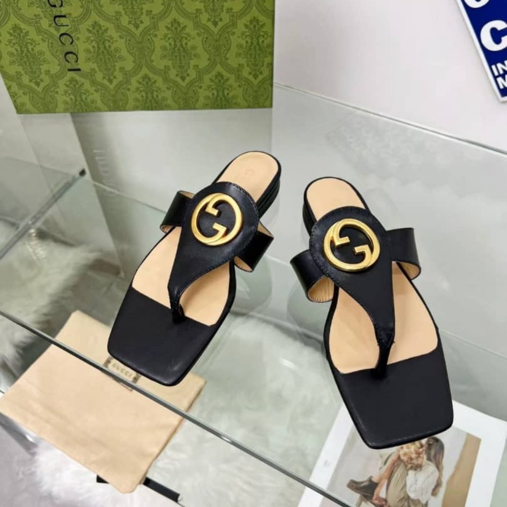 Gucci Women Blondie Thong Sandal Black 739048 C9D00 1000