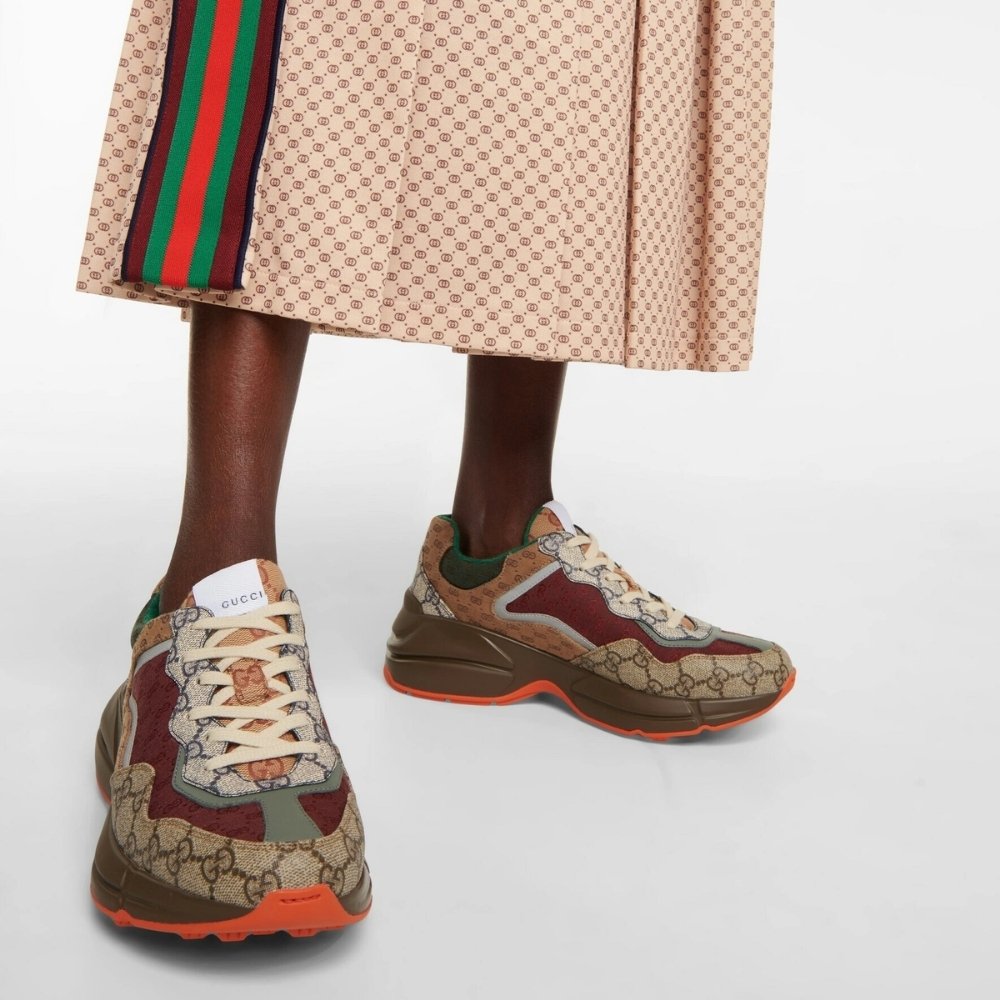 Gucci Women’s GG Rhyton Sneaker Beige And Brown 619891 99WG0 6060