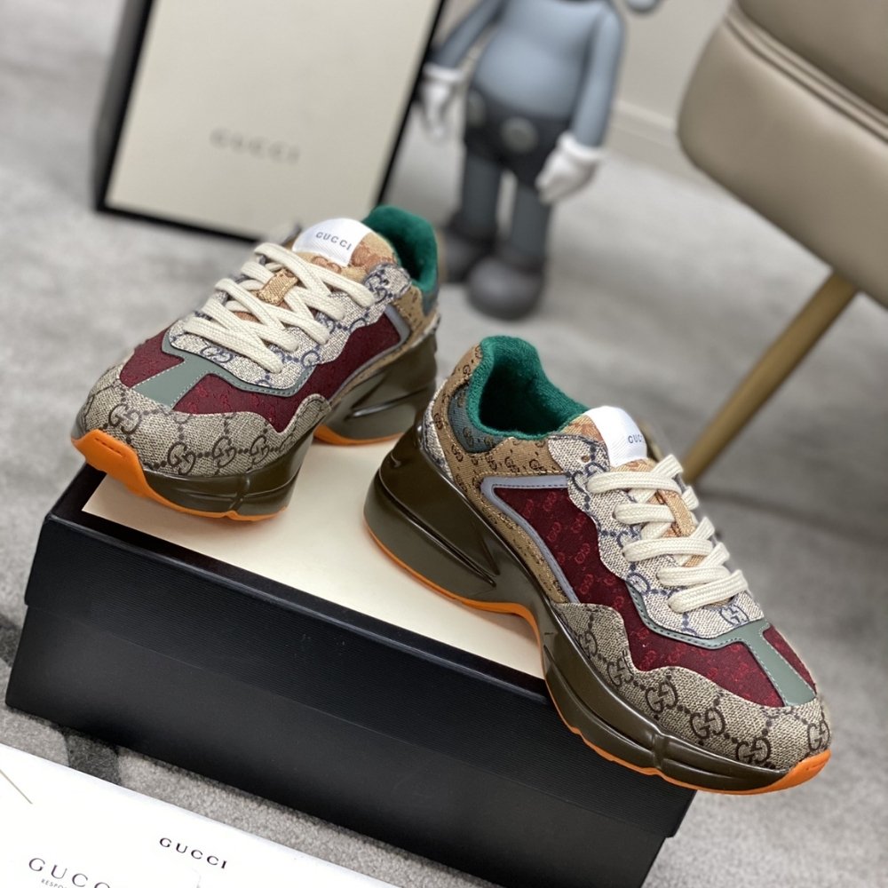 Gucci Women’s GG Rhyton Sneaker Beige And Brown 619891 99WG0 6060