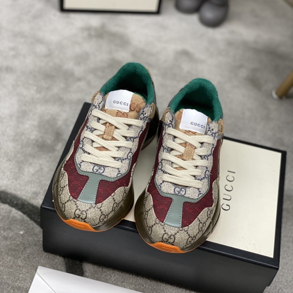 Gucci Women’s GG Rhyton Sneaker Beige And Brown 619891 99WG0 6060