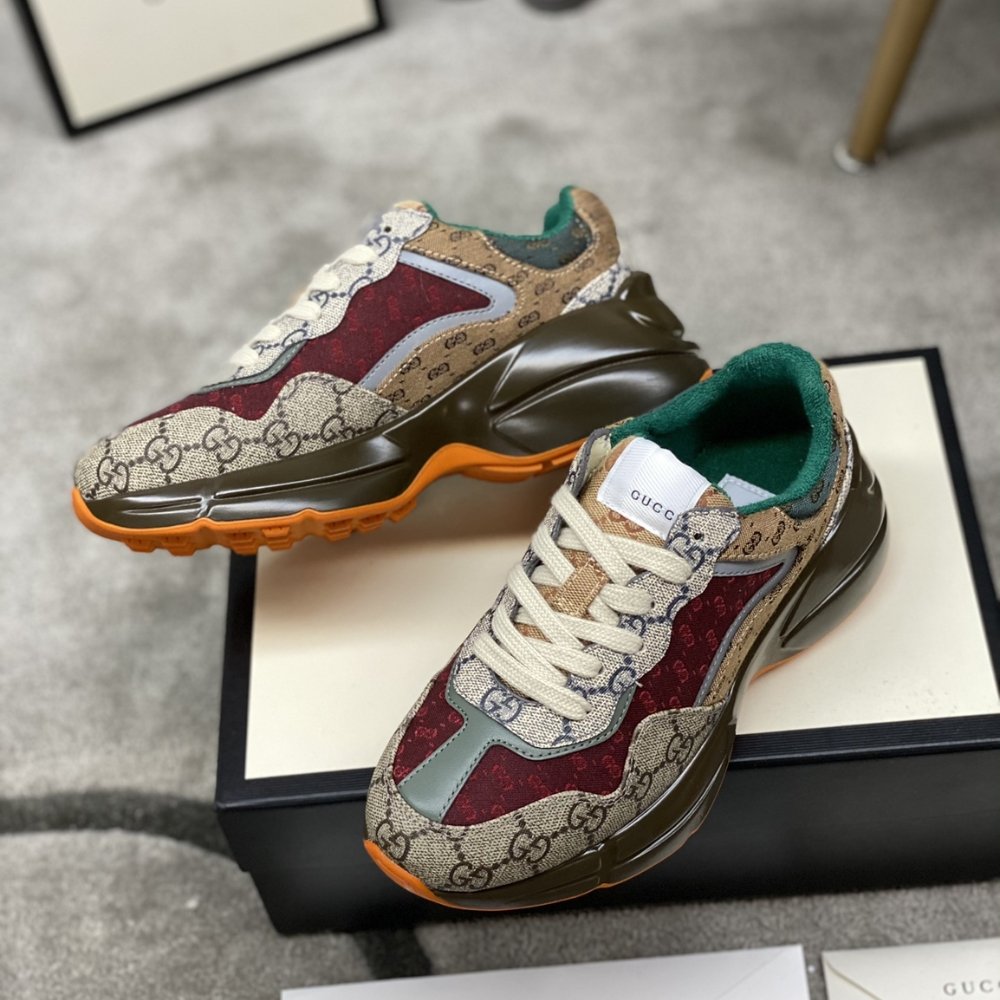 Gucci Women’s GG Rhyton Sneaker Beige And Brown 619891 99WG0 6060