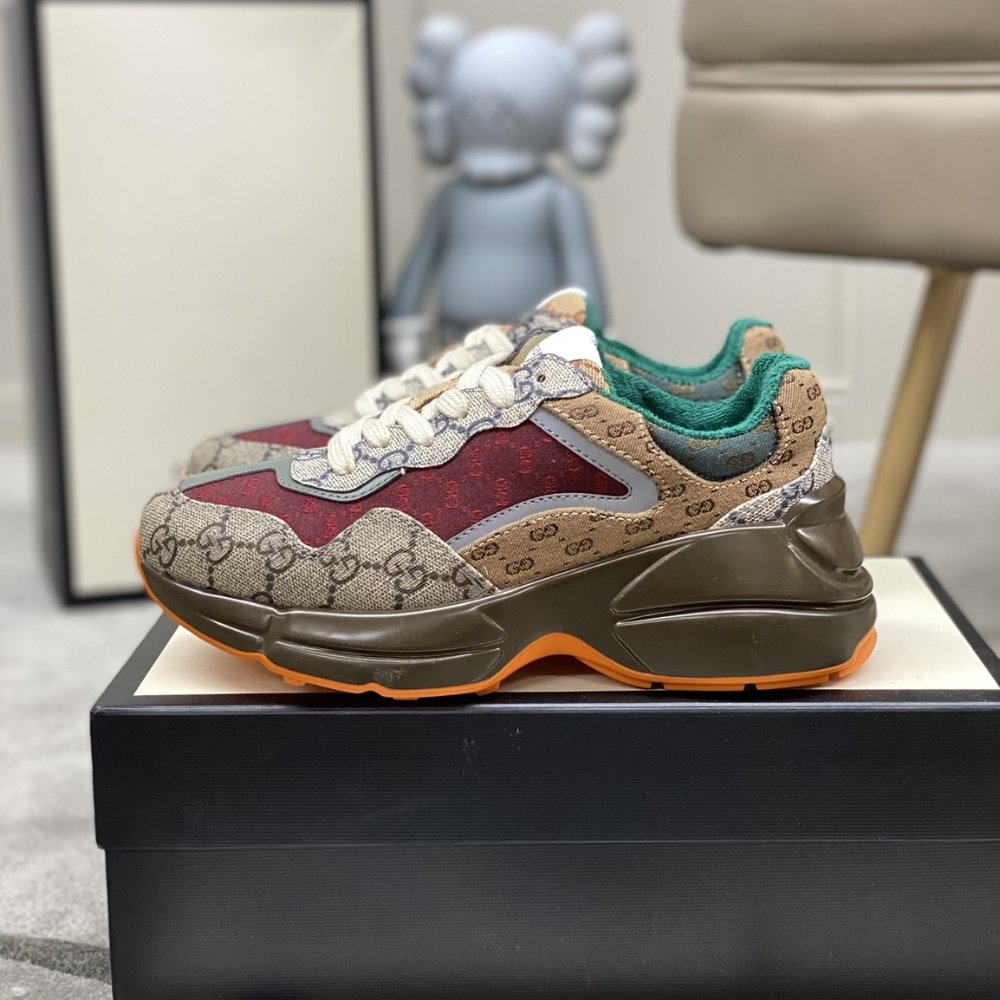 Gucci Women’s GG Rhyton Sneaker Beige And Brown 619891 99WG0 6060
