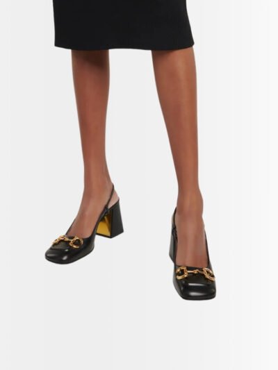 Gucci Women’s Mid Heel Slingback With Horsebit Black ‎643892 C9D00 1000