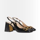 Gucci Women’s Mid Heel Slingback With Horsebit Black ‎643892 C9D00 1000