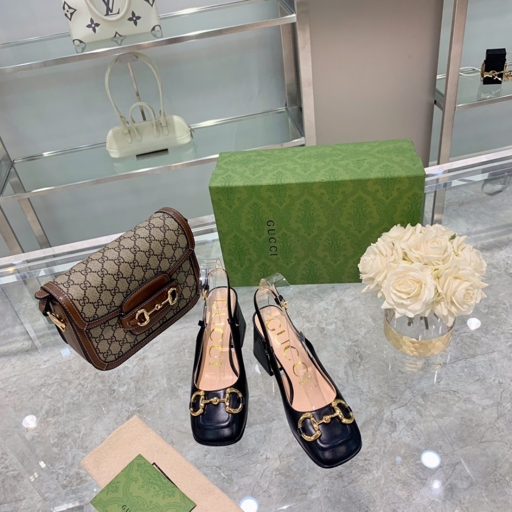 Gucci Women’s Mid Heel Slingback With Horsebit Black 643892 C9D00 1000