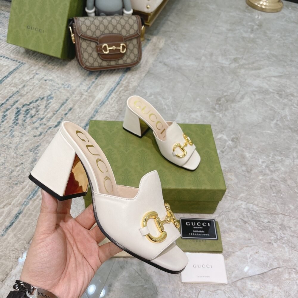 Gucci Women’s Slide Sandal With Horsebit White 655412 BKO00 9022
