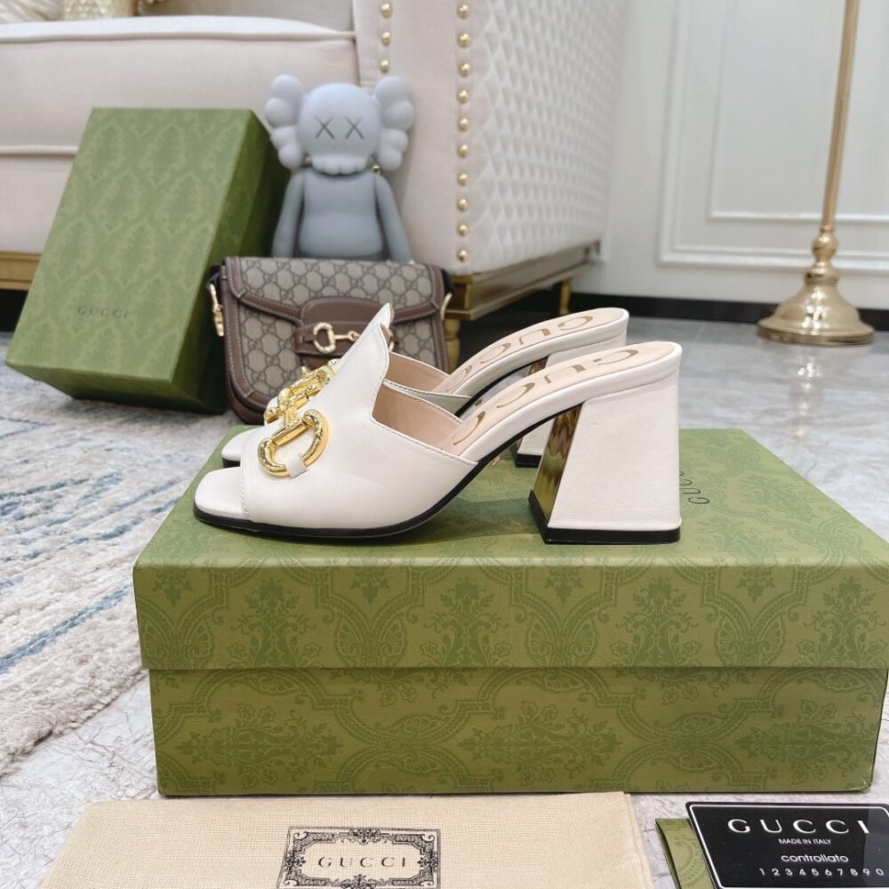 Gucci Women’s Slide Sandal With Horsebit White 655412 BKO00 9022