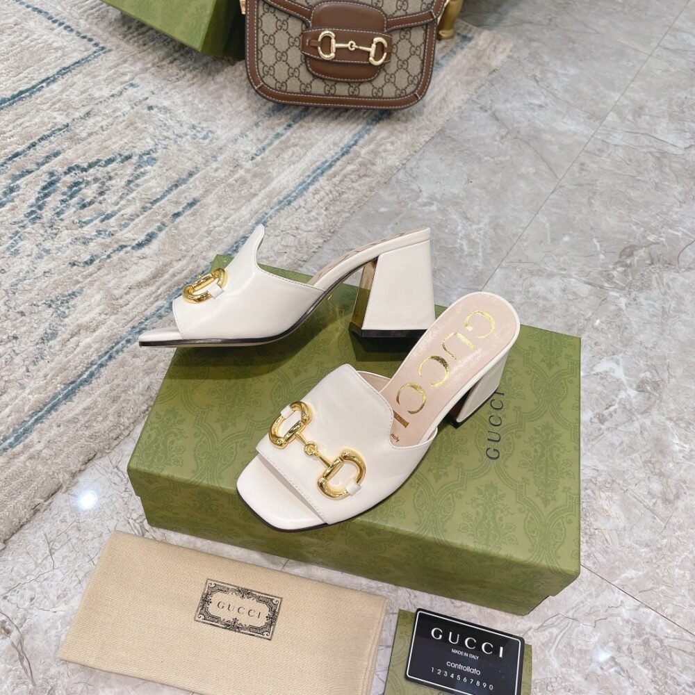 Gucci Women’s Slide Sandal With Horsebit White 655412 BKO00 9022