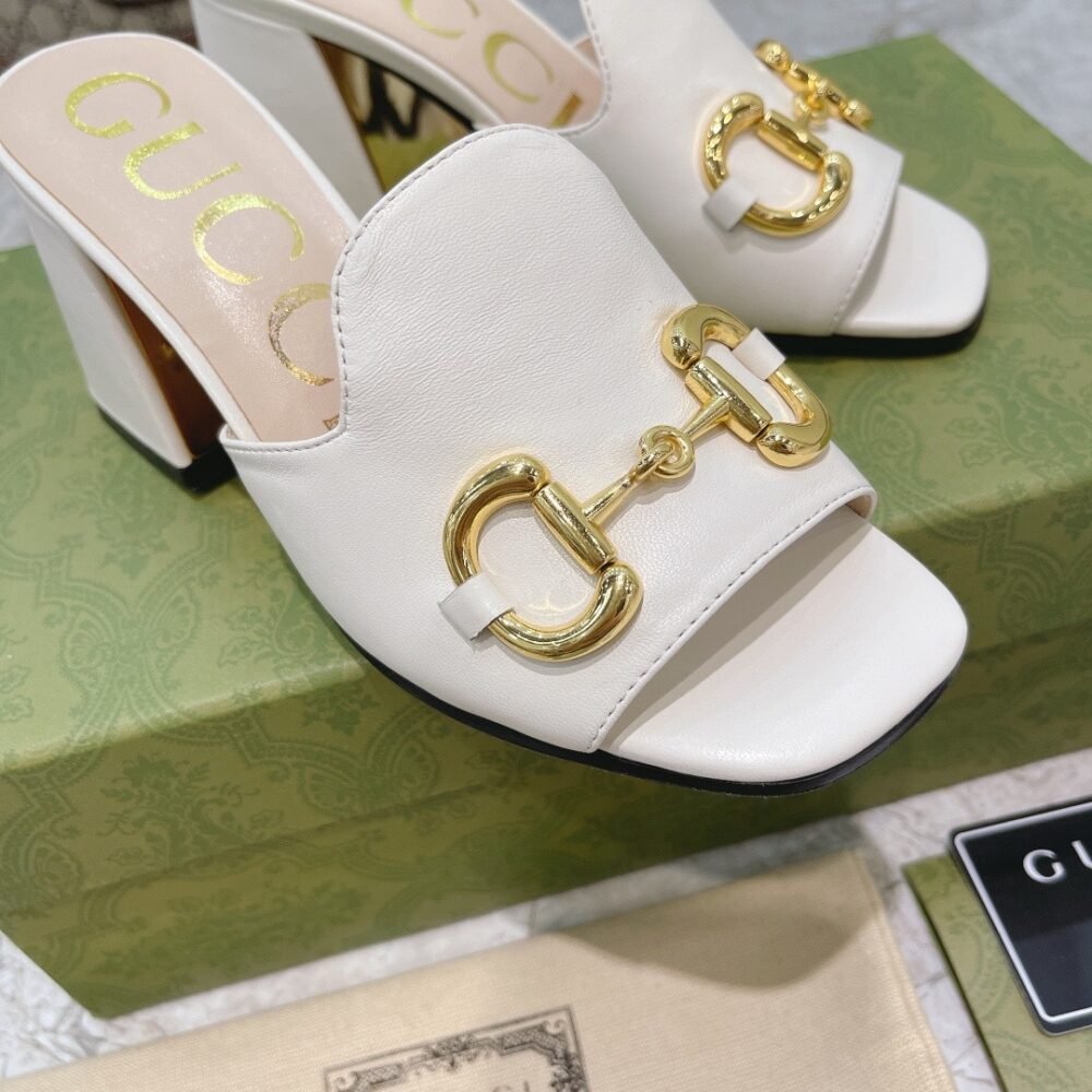 Gucci Women’s Slide Sandal With Horsebit White 655412 BKO00 9022