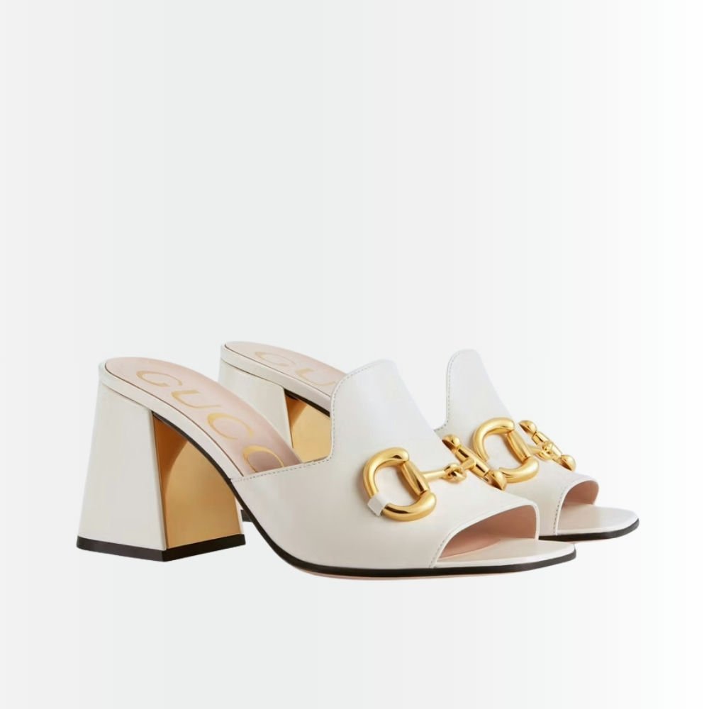 Gucci Women’s Slide Sandal With Horsebit White 655412 BKO00 9022