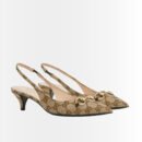 Gucci Women’S Slingback Pump With Horsebit Beige And Ebony 782627 2HK80 9763