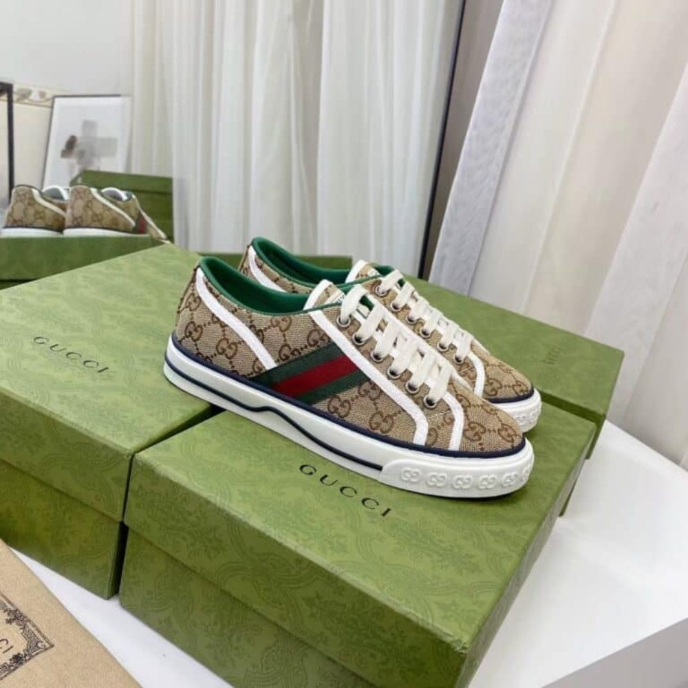 Gucci Women’s Tennis 1977 Trainer Beige And Ebony Original GG Canvas 606110 HVK20 9766