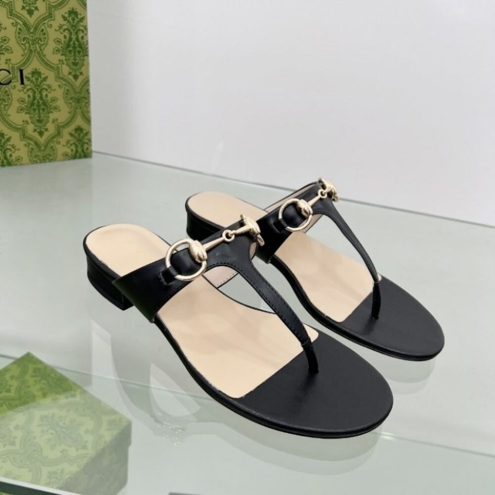 Gucci Women’s Thong Sandal With Horsebit Black 816590 C9D00 1000