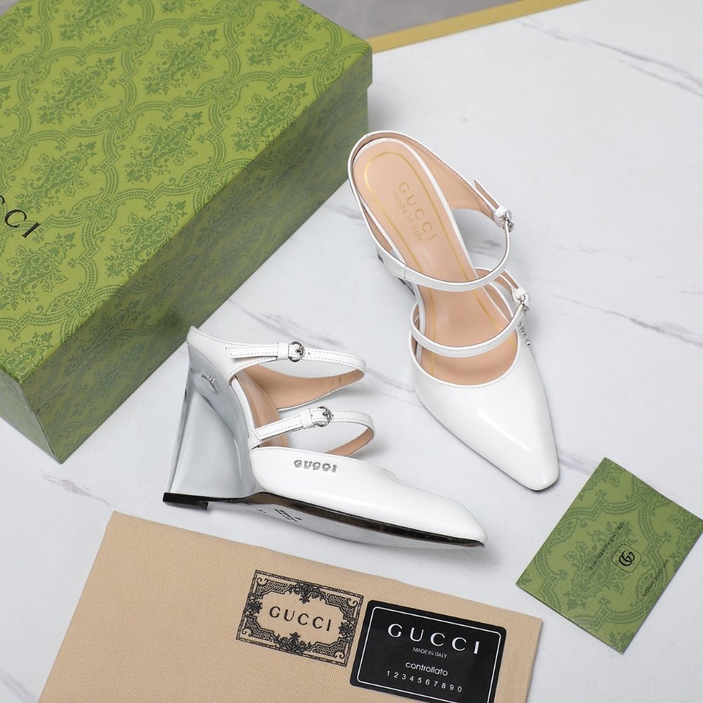 Gucci Women’s Wedge Mule White 827856 CLG00 9014