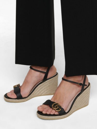 Gucci Women's Aitana Espadrille Wedge Sandals Black