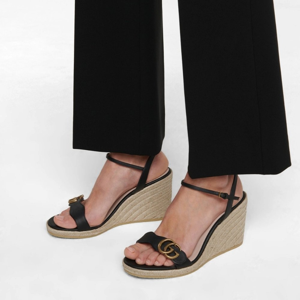 Gucci Women's Aitana Espadrille Wedge Sandals Black