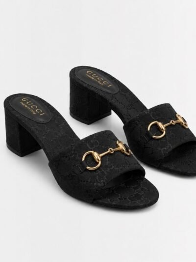Gucci Women's High Heel Slides With Horsebit Black