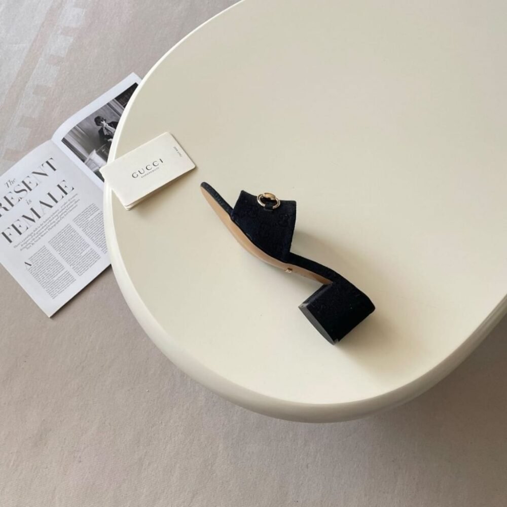 Gucci Women's High Heel Slides With Horsebit Black