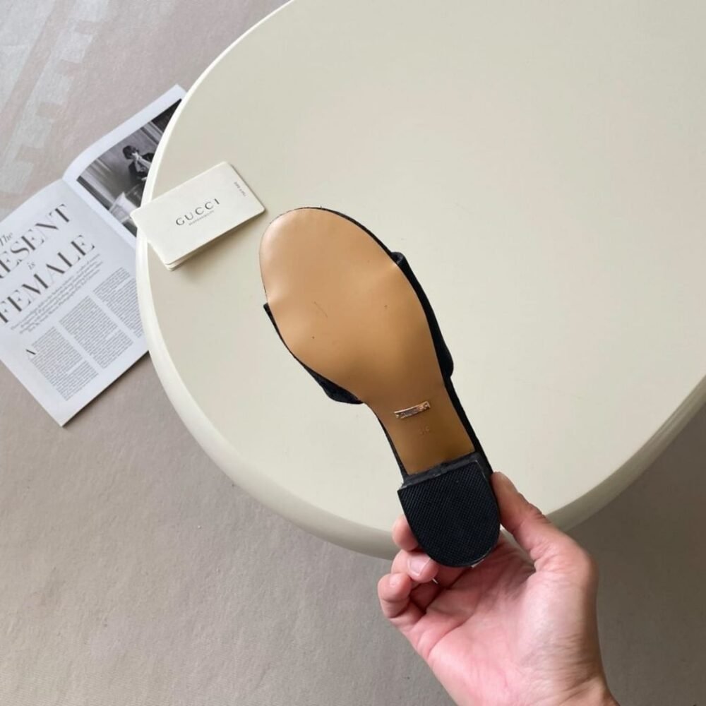 Gucci Women's High Heel Slides With Horsebit Black