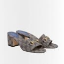 Gucci Women's High Heel Slides With Horsebit Blue Denim