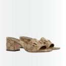 Gucci Women's High Heel Slides With Horsebit Camel ‎854882 9SF10 2544