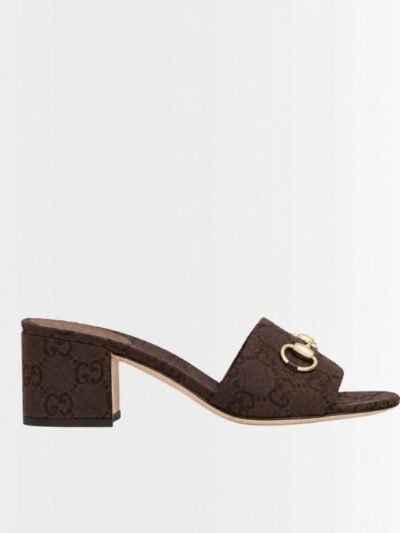 Gucci Women's High Heel Slides With Horsebit Dark Brown 854882 9SF10 2140