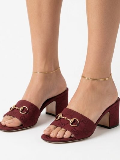 Gucci Women's High Heel Slides With Horsebit Red