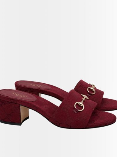 Gucci Women's High Heel Slides With Horsebit Red