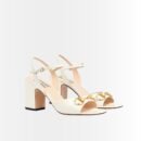 Gucci Women's Horsebit High Heel Slides White 771603C9D009022
