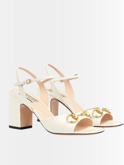 Gucci Women's Horsebit High Heel Slides White 771603C9D009022