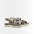 Gucci Women's Sandal With Double G Grey And Black 816630 FAD9F 9753