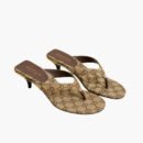 Gucci Women's Vittoria Thong Sand And Dark Brown GG Canvas 870786 FAF3Z 9642
