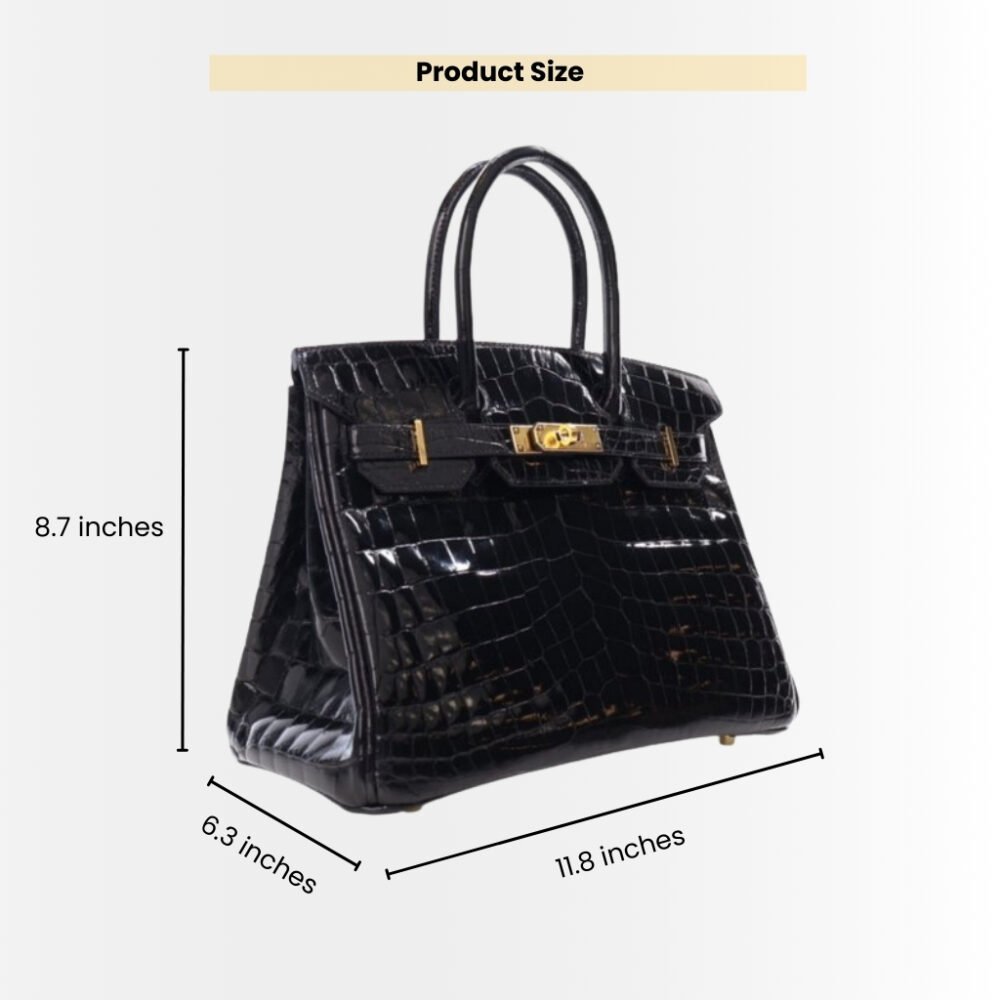 Hermes Birkin 30 Crocodile Gold Tone Hardware Black 30Cm