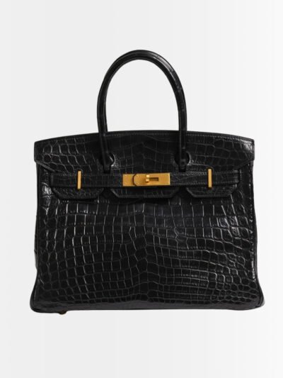 Hermes Birkin 30 Crocodile Gold Tone Hardware Black 30Cm
