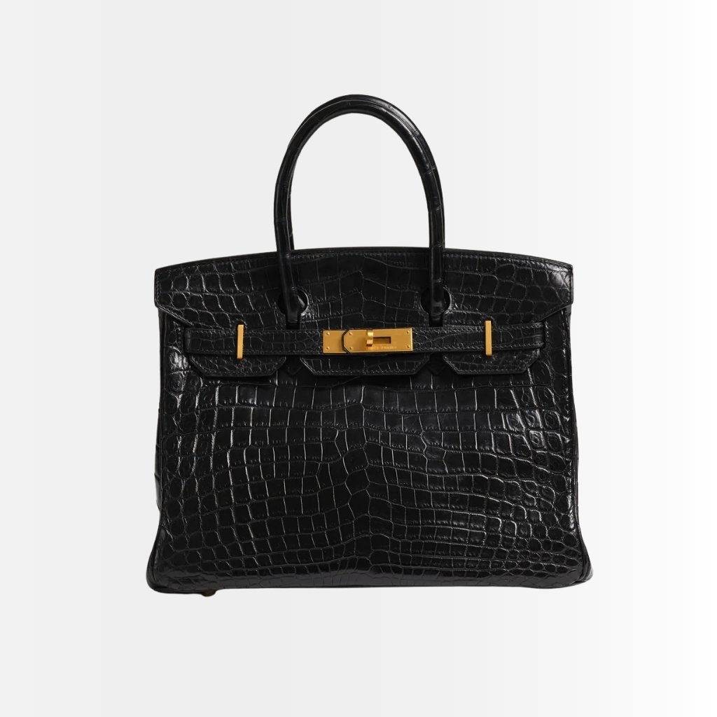 Hermes Birkin 30 Crocodile Gold Tone Hardware Black 30Cm