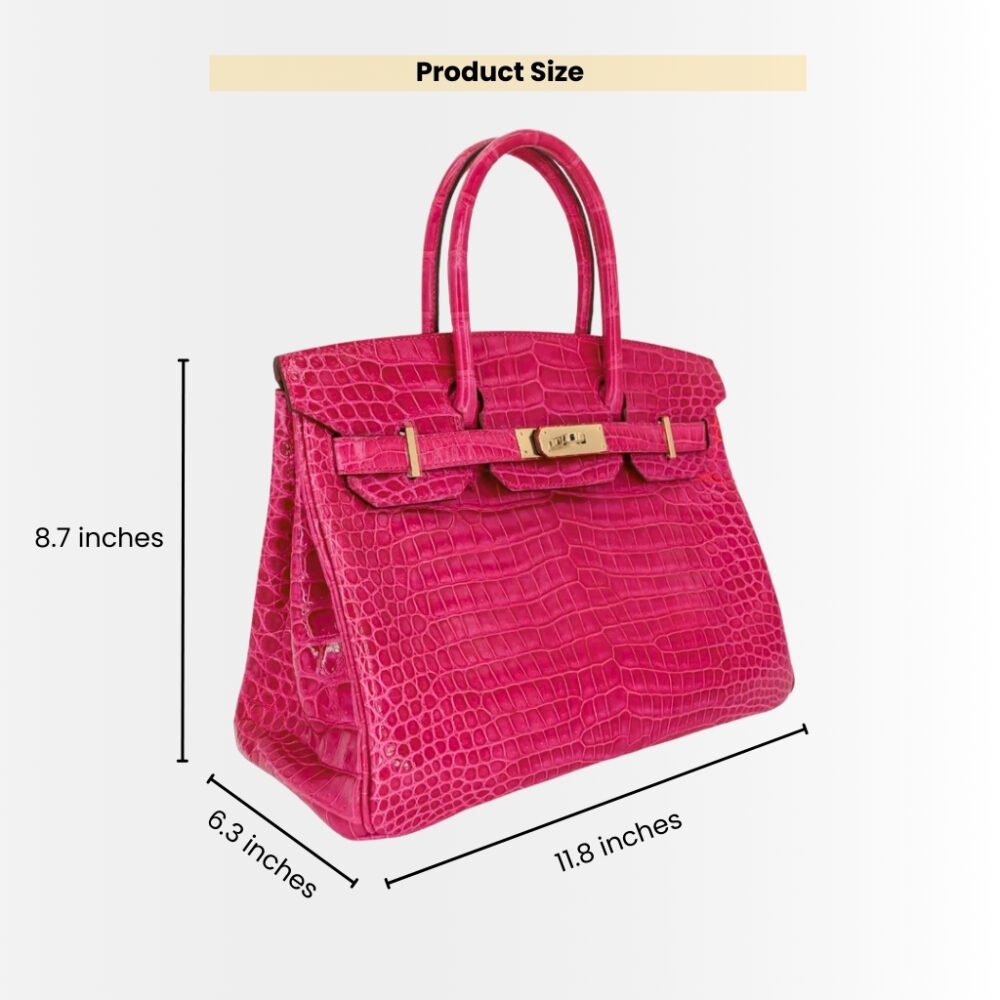 Hermes Birkin 30 Crocodile Gold Tone Hardware Dark Pink 30Cm