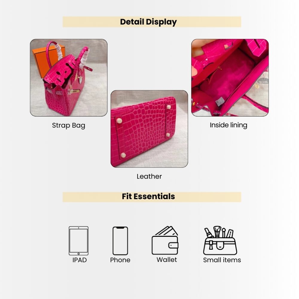 Hermes Birkin 30 Crocodile Gold Tone Hardware Dark Pink 30Cm