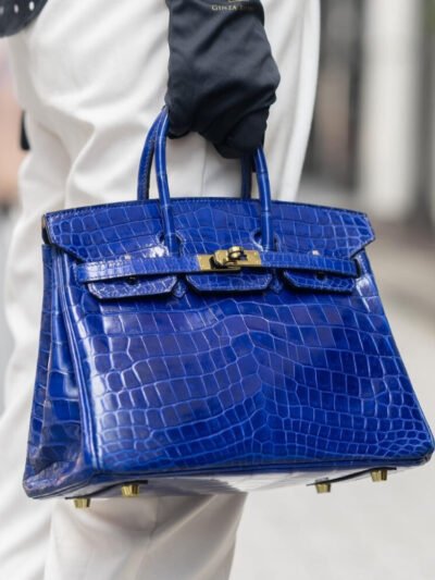 Hermes Birkin 30 Crocodile Gold Toned Hardware Dark Blue 30Cm