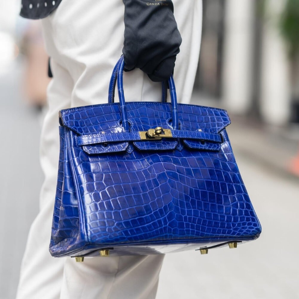 Hermes Birkin 30 Crocodile Gold Toned Hardware Dark Blue 30Cm