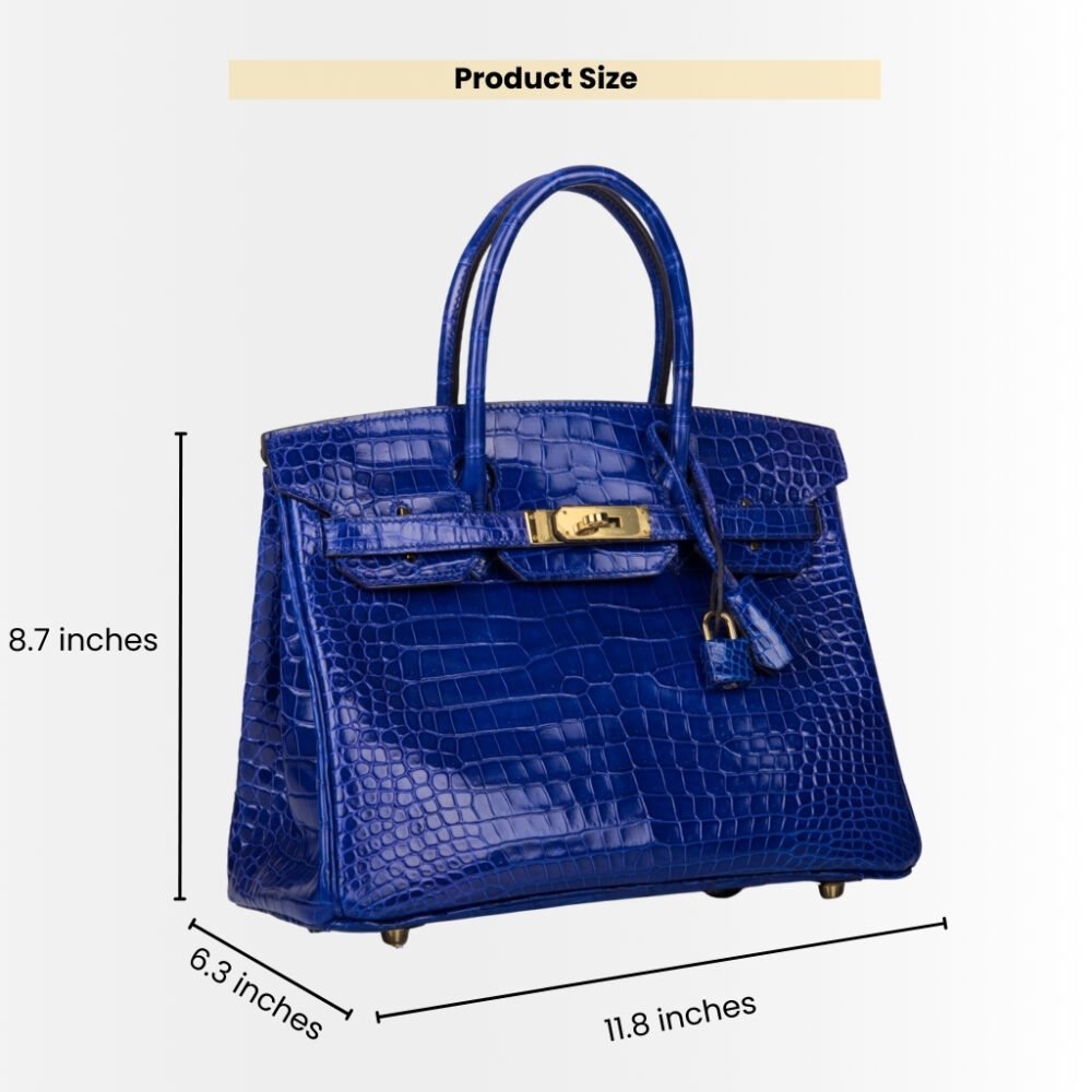 Hermes Birkin 30 Crocodile Gold Toned Hardware Dark Blue 30Cm
