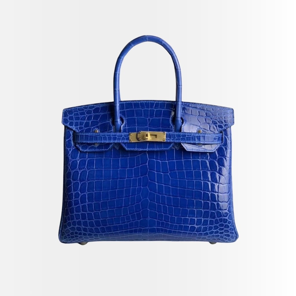 Hermes Birkin 30 Crocodile Gold Toned Hardware Dark Blue 30Cm