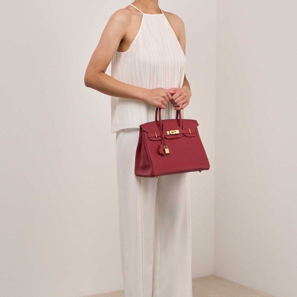 Hermes Birkin 35 Togo Leather Gold Hardware Dark Red 35Cm