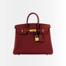 Hermes Birkin Togo Handbag Burgundy Gold Tone Hardware 25cm