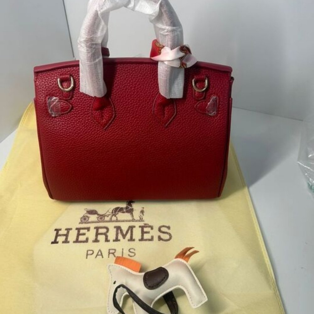 Hermes Birkin Togo Handbag Burgundy Gold Tone Hardware 25cm