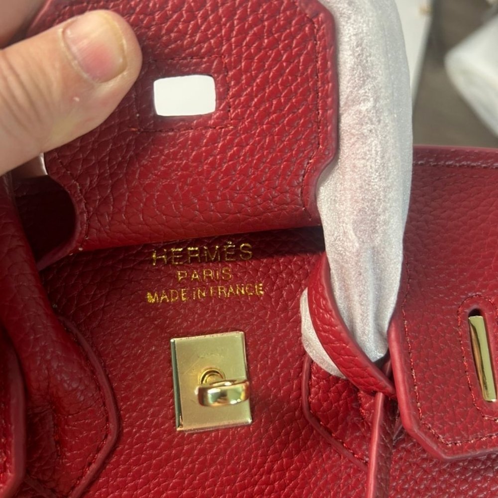 Hermes Birkin Togo Handbag Burgundy Gold Tone Hardware 25cm