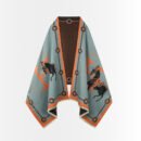 Hermes Cashmere Shawl Blue 185cm