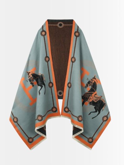 Hermes Cashmere Shawl Blue 185cm