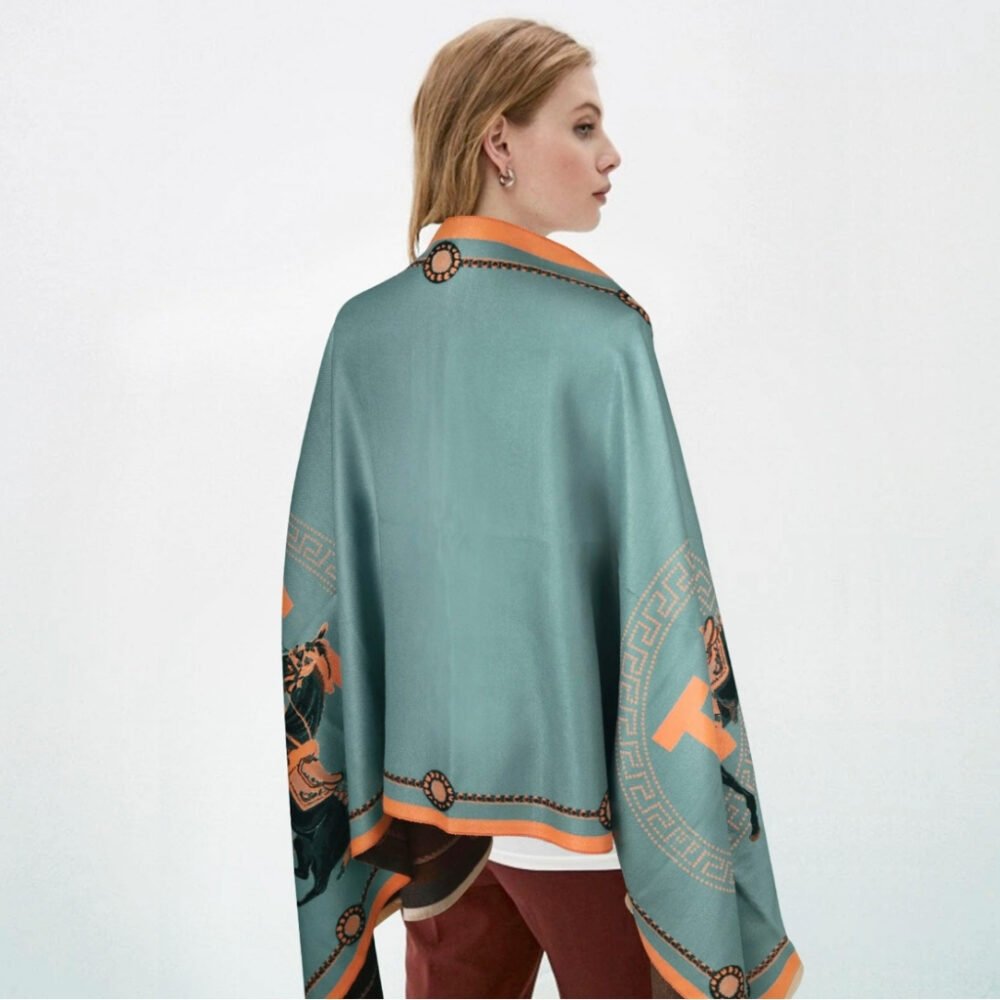 Hermes Cashmere Shawl Blue 185cm
